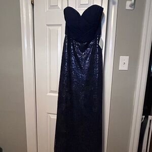 Bari Jay Strapless Navy Sequin Dress